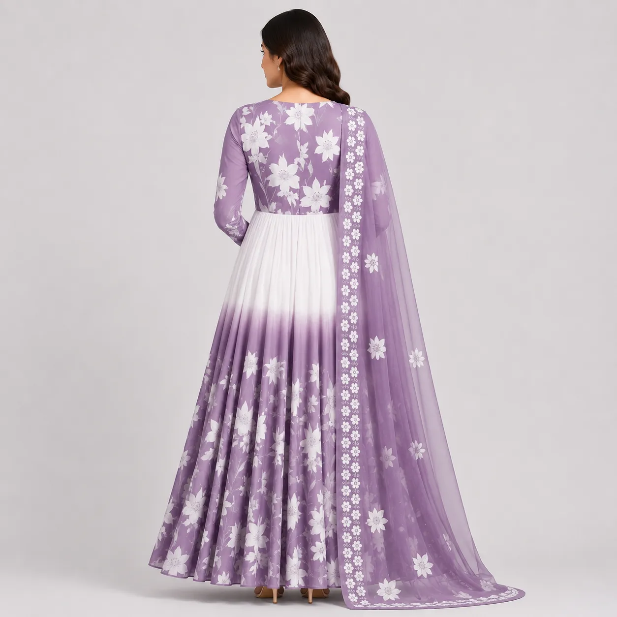 Floral chiffon maxi dress for women in elegant printed design