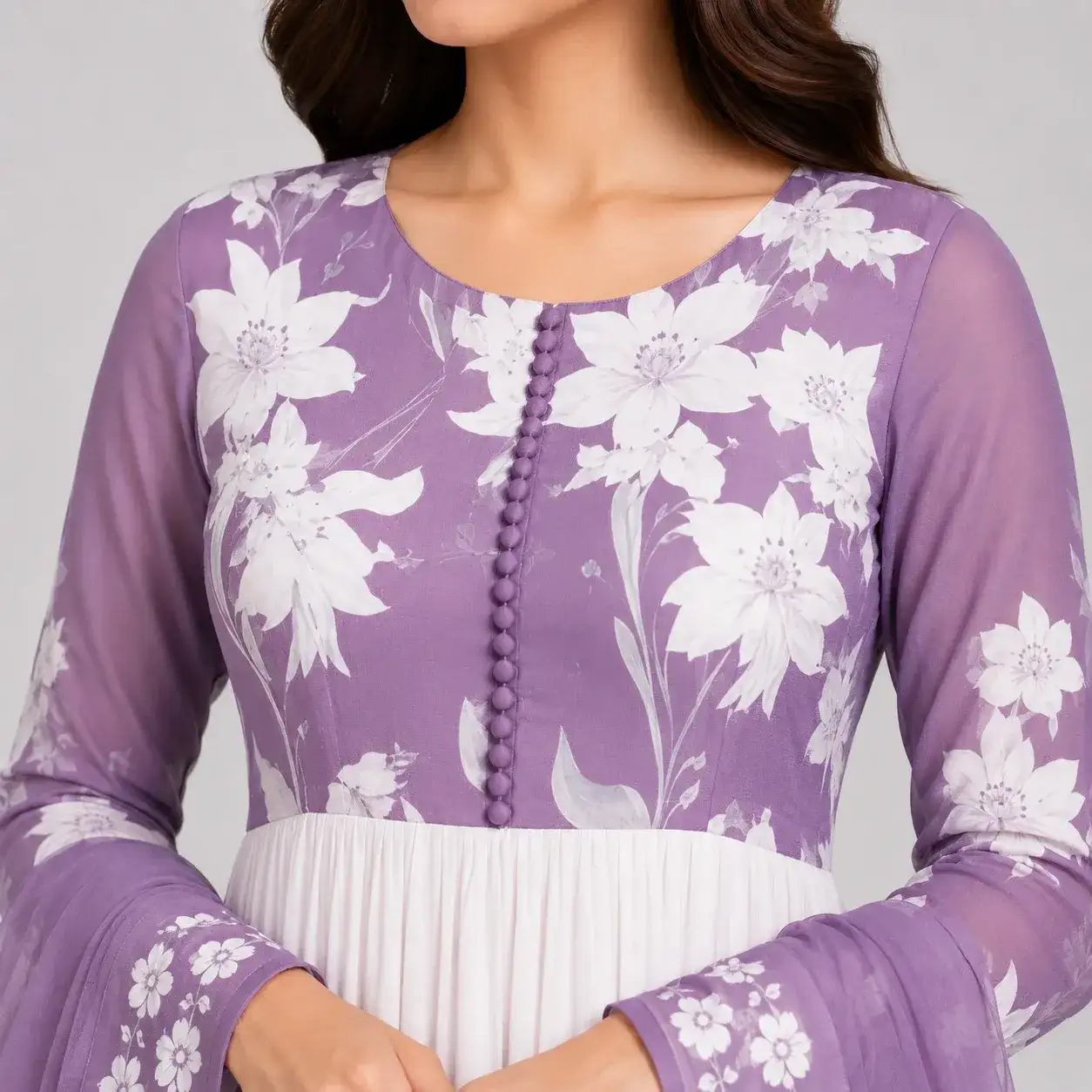 Floral chiffon maxi dress for women in elegant printed design