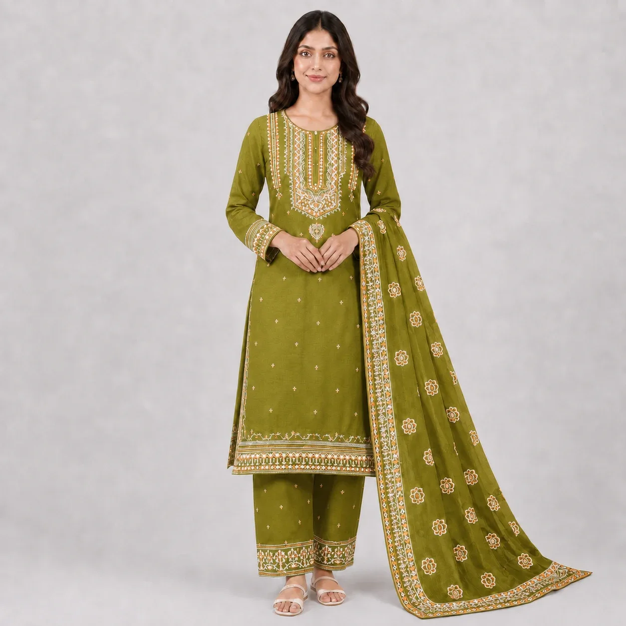 Embroidered 3 Piece Suit for Women available in 6 colors with matching trouser and dupatta
