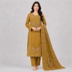 Embroidered 3 Piece Suit for Women with floral kameez matching trouser and dupatta available in 6 colors