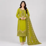 Embroidered 3 Piece Suit for Women with floral kameez matching trouser and dupatta available in 6 colors