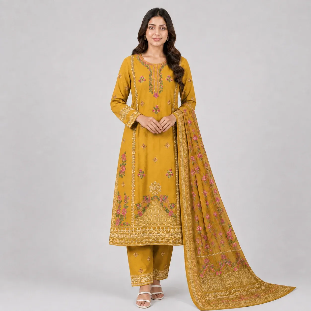 Embroidered 3 Piece Suit for Women