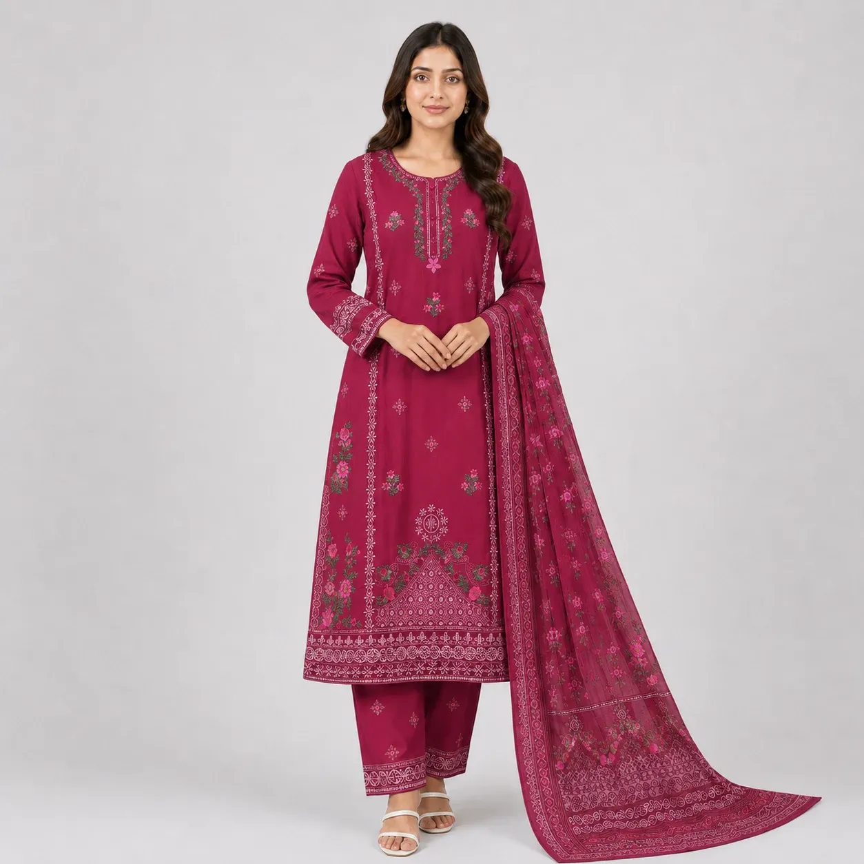 Embroidered 3 Piece Suit for Women