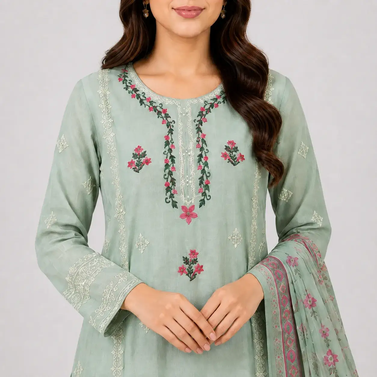 Embroidered 3 Piece Suit for Women