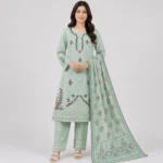 Embroidered 3 Piece Suit for Women with floral kameez, matching trouser and dupatta, available in 6 colors