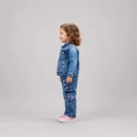 Girls Blue Denim Jacket & Jeans Set for Kids 4-8 Years with Pink Embroidered Details