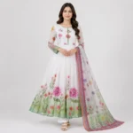 Women's 3 Piece Chiffon Suit Floral Printed Crinkle Chiffon