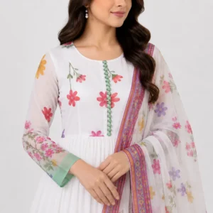 Women's 3 Piece Chiffon Suit Floral Printed Crinkle Chiffon