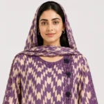 Geometric Printed Lawn 3 Piece Suit for Women featuring decorative neckline wide sleeve borders matching trouser and printed dupatta