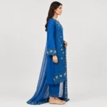 Embroidered Doria Cotton 3 Piece Suit for Women featuring floral neckline decorative daman matching trouser and bordered dupatta