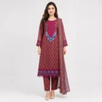 Printed Lawn 3 Piece Suit for Women featuring detailed front design matching trouser decorative hem and dupatta
