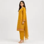 Embroidered Doria Cotton 3 Piece Suit for Women featuring floral border detailing matching trouser and coordinated dupatta