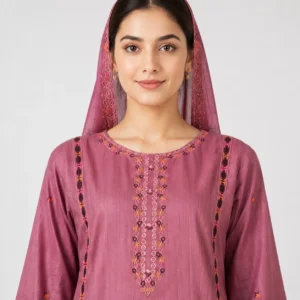 Embroidered Doria Cotton 3 Piece Suit for Women with embroidered shirt matching trouser and dupatta