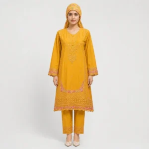 Embroidered Doria Cotton 3 Piece Suit for Women with embroidered shirt matching trouser and dupatta