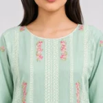 Embroidered Doria Cotton 3 Piece Suit for Women with floral embroidered shirt matching trouser and dupatta