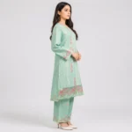 Embroidered Doria Cotton 3 Piece Suit for Women with floral embroidered shirt matching trouser and dupatta