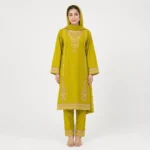 Printed Doria Cotton 3 Piece Suit for Women with matching trouser dupatta and elegant floral detailing