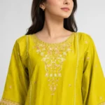 Printed Doria Cotton 3 Piece Suit for Women with matching trouser dupatta and elegant floral detailing